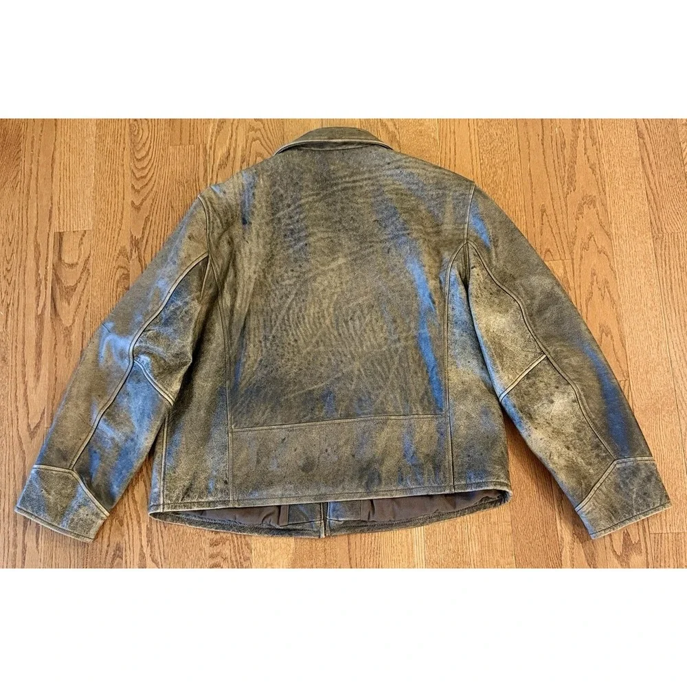 Vintage American Eagle Mens 100% Leather Bomber Jacket XXL Distressed Look Edgy